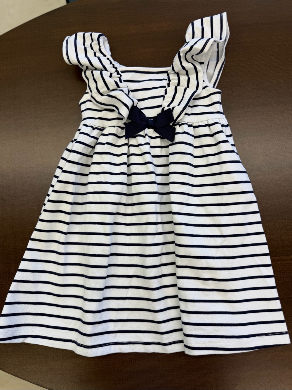 Janie and Jack Navy and White Striped Ruffle Dress